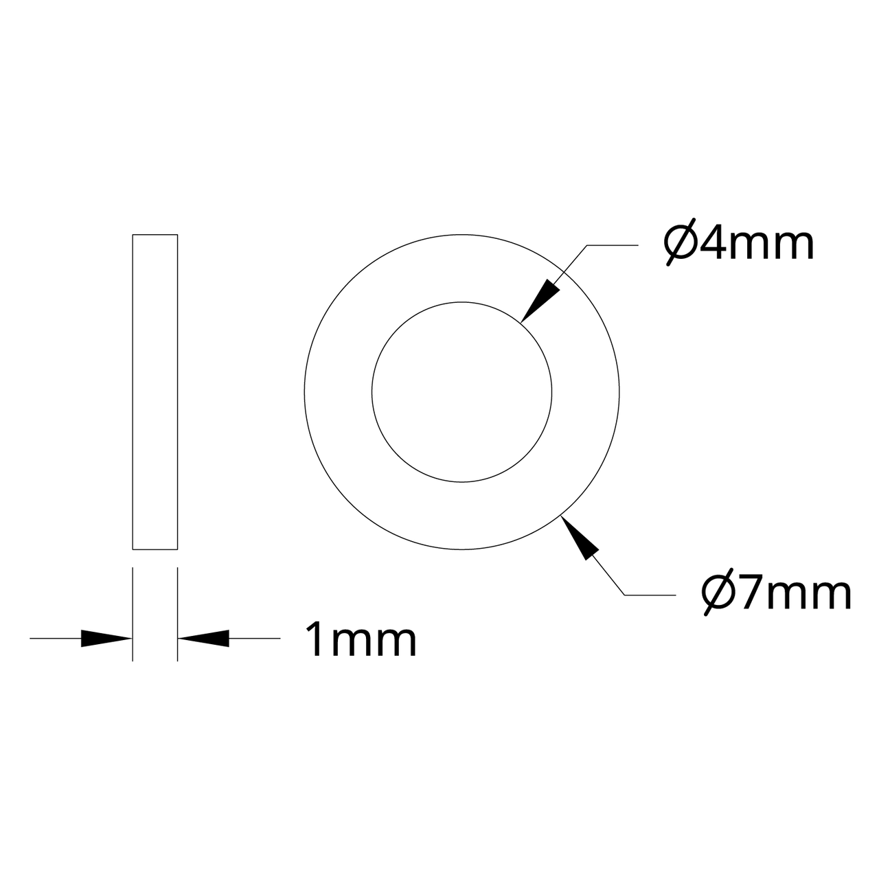 2807 Series Stainless Steel Shim (4mm ID x 7mm OD, 1mm Thickness) - 12 Pack