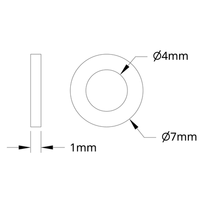 2807 Series Stainless Steel Shim (4mm ID x 7mm OD, 1mm Thickness) - 12 Pack