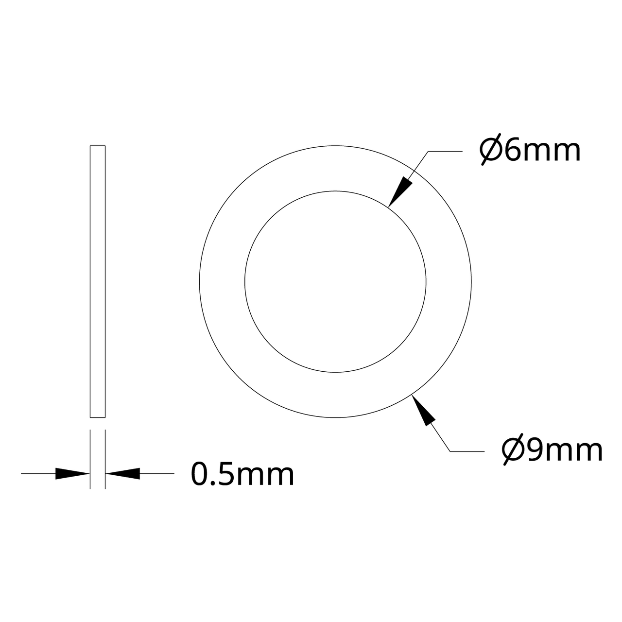 2807 Series Stainless Steel Shim (6mm ID x 9mm OD, 0.50mm Thickness) - 12 Pack