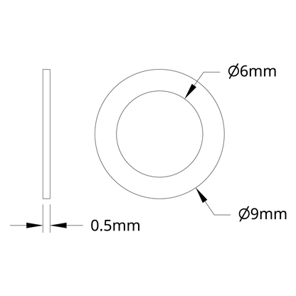 2807 Series Stainless Steel Shim (6mm ID x 9mm OD, 0.50mm Thickness) - 12 Pack