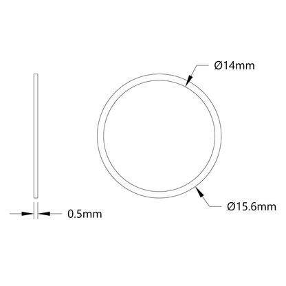 2807 Series Stainless Steel Shim (14mm ID x 15.6mm OD, 0.50mm Thickness) - 12 Pack