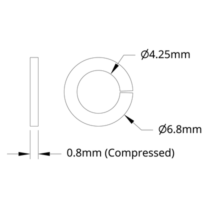 2809 Series Zinc-Plated Steel Split-Lock Washer (4mm ID x 7mm OD) - 25 Pack