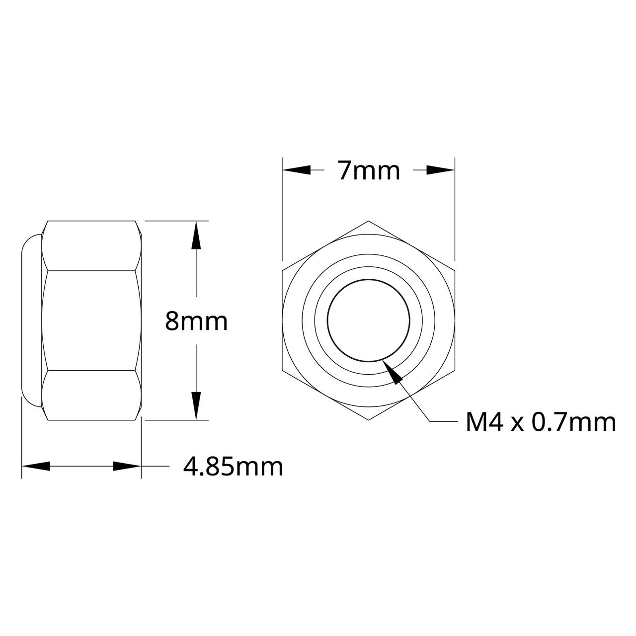 M4 x 0.7mm Nylock Nut - 250 Pack