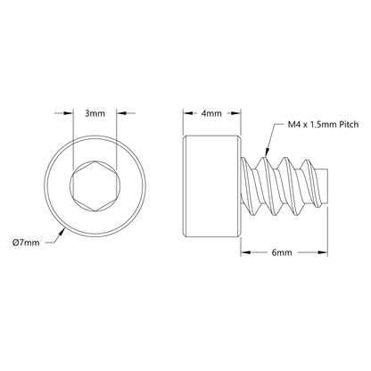 Zinc-Plated Steel Thread-Forming Socket Head Screw (M4 x 6mm Length) - 25 Pack