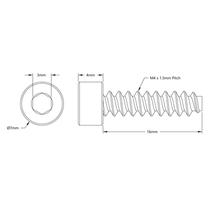 Zinc-Plated Steel Thread-Forming Socket Head Screw (M4 x 16mm Length) - 25 Pack