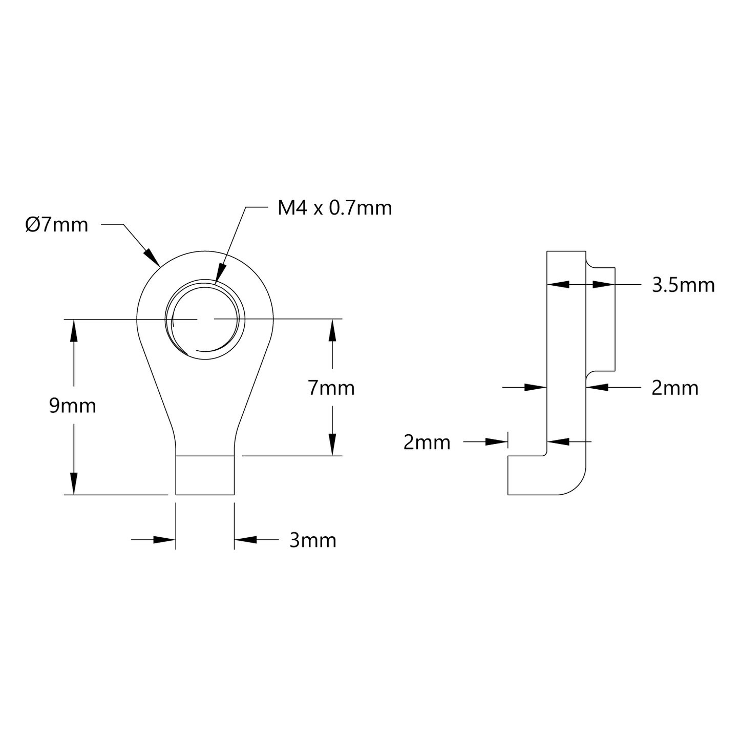 Hook-Nut (M4 x 0.7mm Thread) - 25 Pack