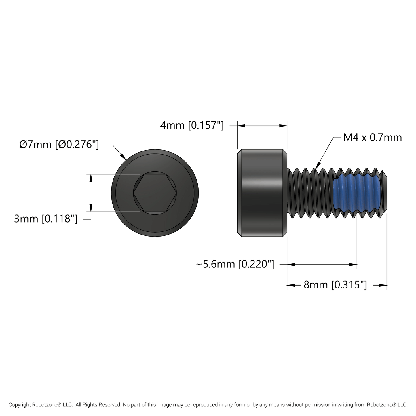 Premium M4 Socket Head Thread-Locking Screw (8mm Length) - 25 Pack