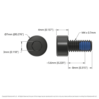 Premium M4 Socket Head Thread-Locking Screw (8mm Length) - 25 Pack