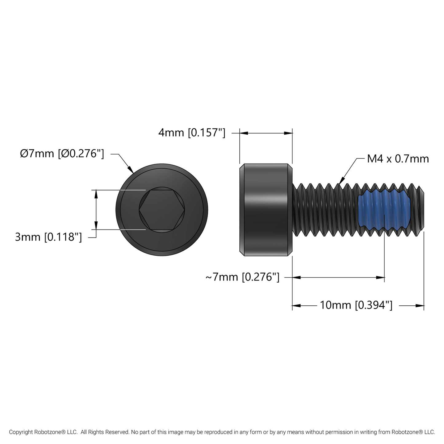 Premium M4 Socket Head Thread-Locking Screw (10mm Length) - 25 Pack