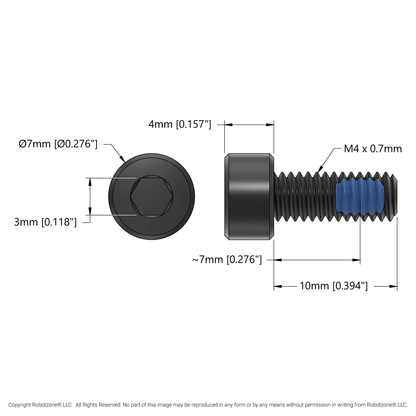 Premium M4 Socket Head Thread-Locking Screw (10mm Length) - 25 Pack