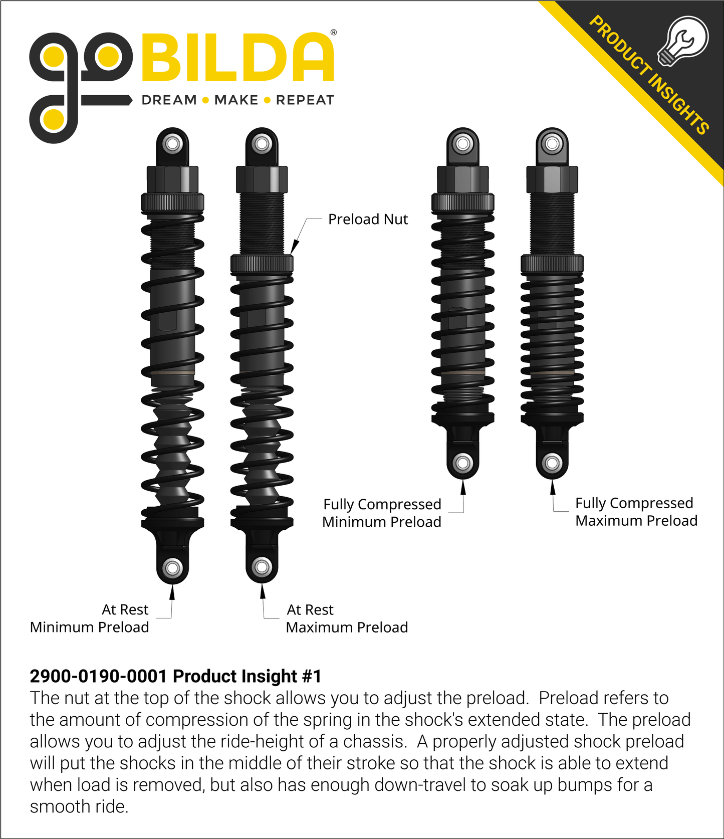 Big Bore Shock (190mm Length, Black) - 2 Pack