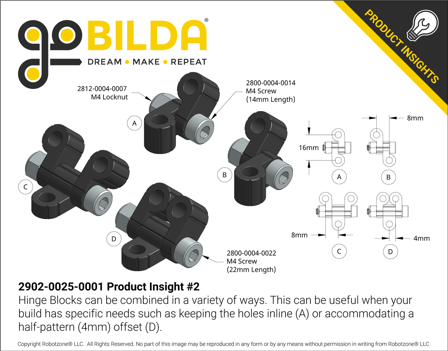 Plastic Hinge Block - 25 Pack