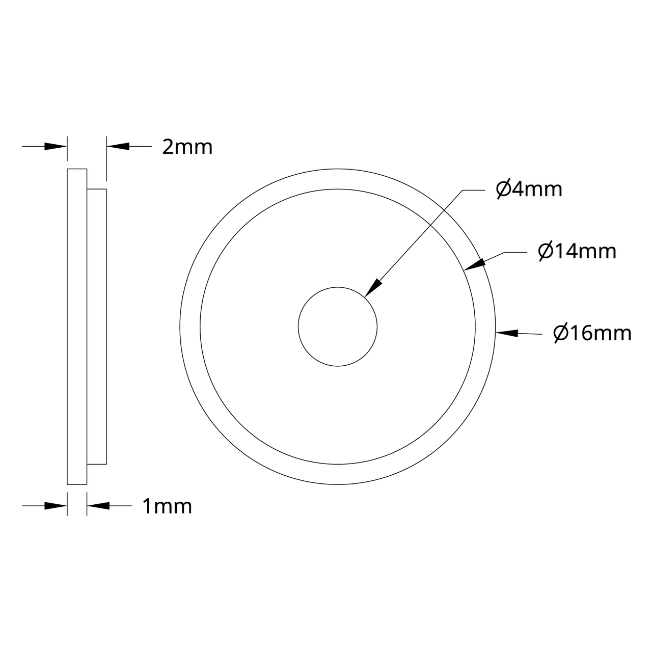 2904 Series Hole Reducer (4mm ID x 14mm OD) - 4 Pack