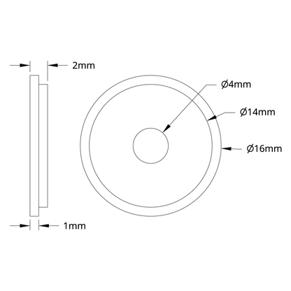 2904 Series Hole Reducer (4mm ID x 14mm OD) - 4 Pack