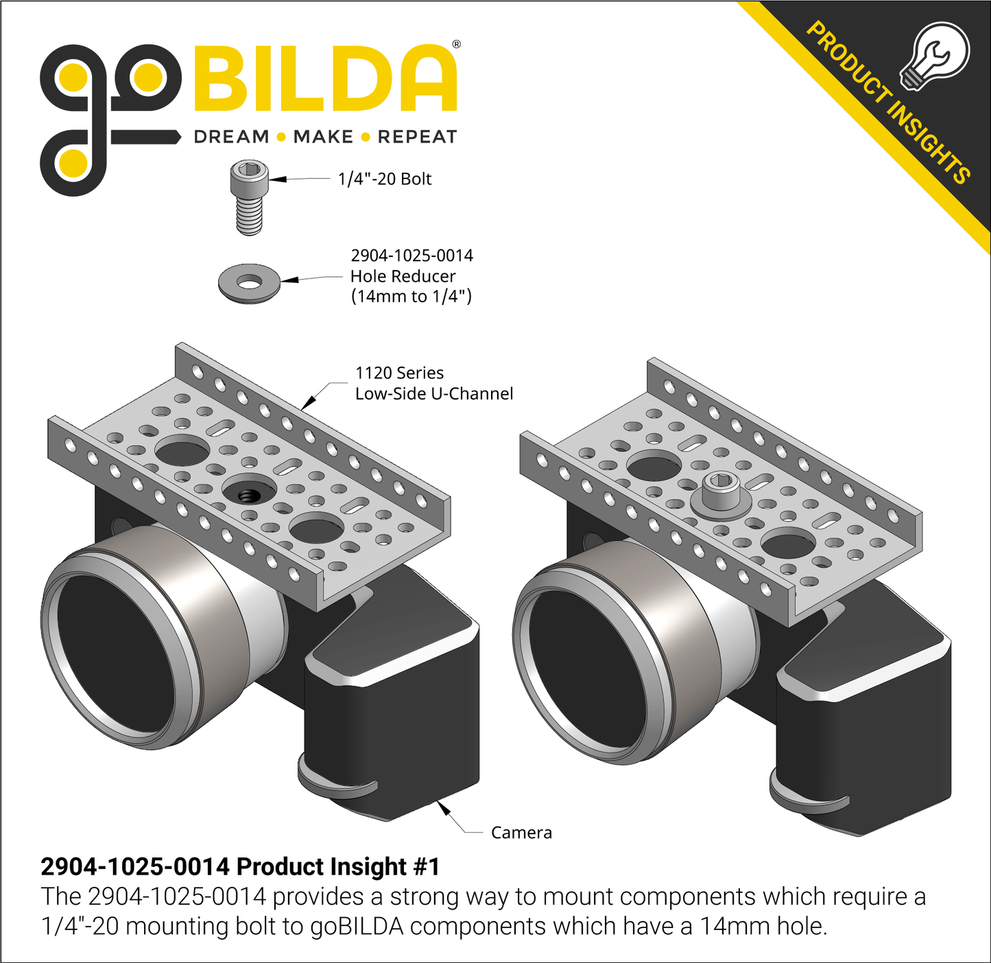 14mm to 1/4" Hole Reducer (1mm Insertion-Depth) - 4 Pack