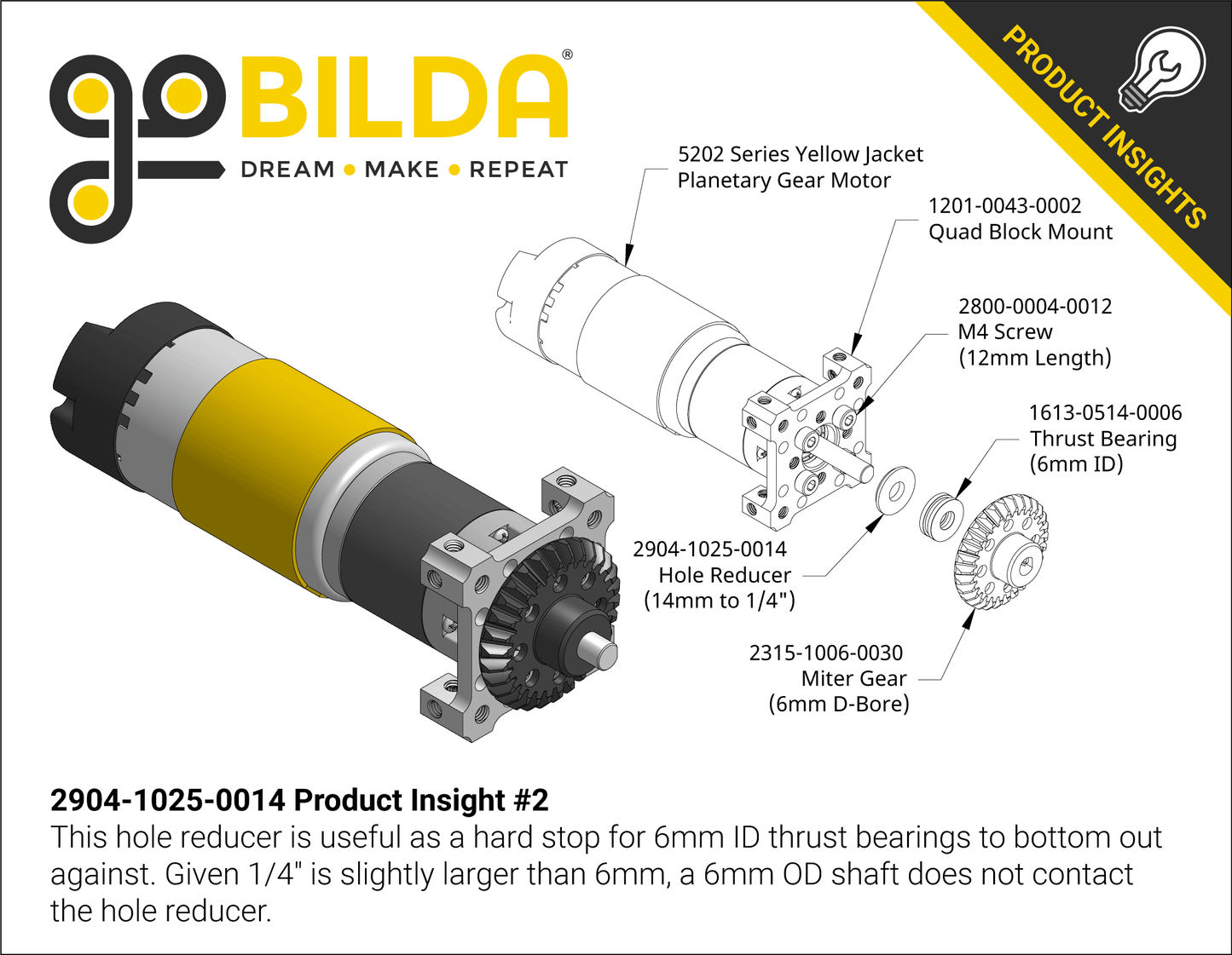 14mm to 1/4" Hole Reducer (1mm Insertion-Depth) - 4 Pack