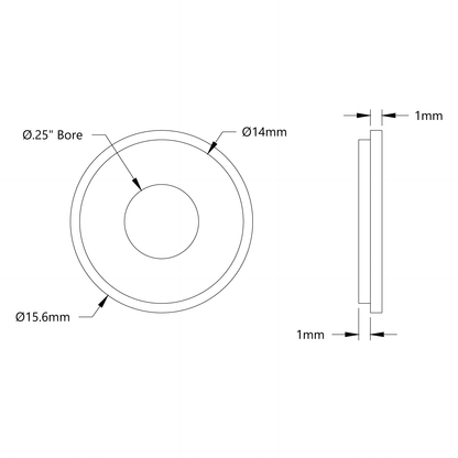 14mm to 1/4" Hole Reducer (1mm Insertion-Depth) - 4 Pack