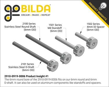 2910 Series Aluminum Clamping Collar (6mm ID x 19mm OD, 9mm Length)