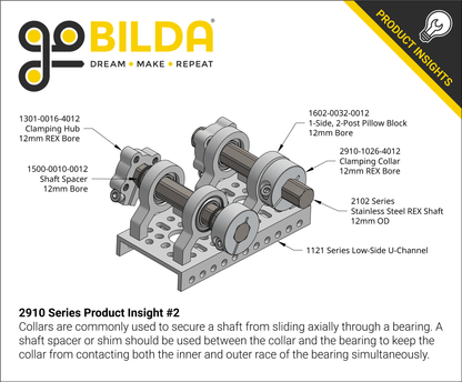 2910 Series Aluminum Clamping Collar (12mm REX™ ID x 26mm OD, 10mm Length)