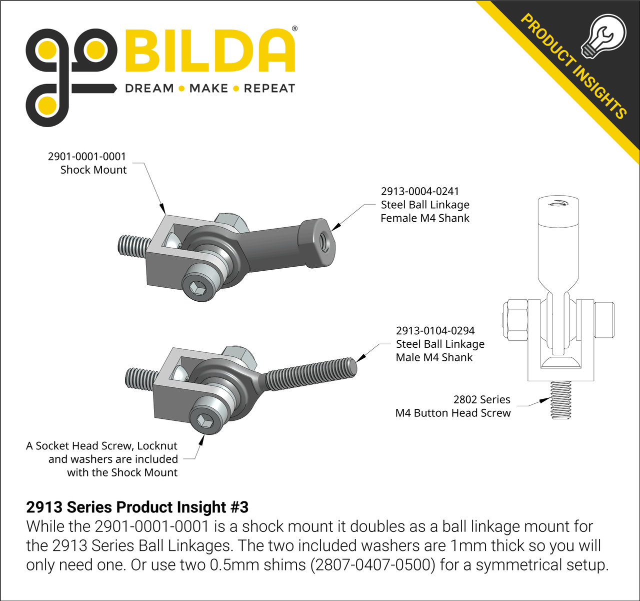 2913 Series Steel Ball Linkage (Male M4 x 0.7mm, 29.4mm Length) - 2 Pack