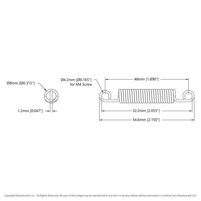 Extension Spring (8mm OD, 8kg Max Load, 48-80mm Length)