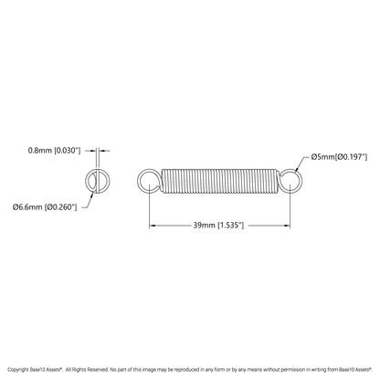 Extension Spring (6.5mm OD, 1.5kg Max Load, 39-72mm Length)