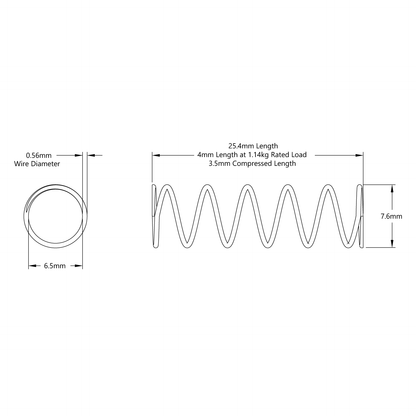 Compression Spring (6mm ID x 8mm OD, 1.1kg Max Load, 4-25mm Length) - 2 Pack