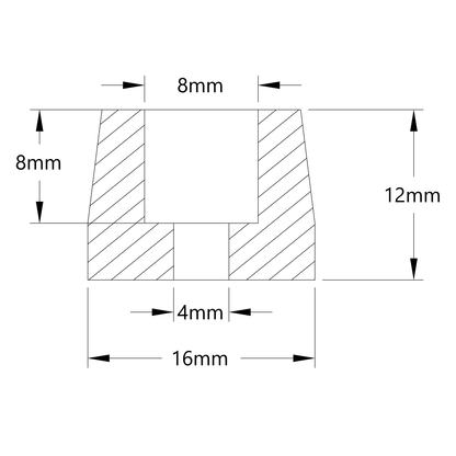 12mm Tall Rubber Foot (1-1) - 8 Pack