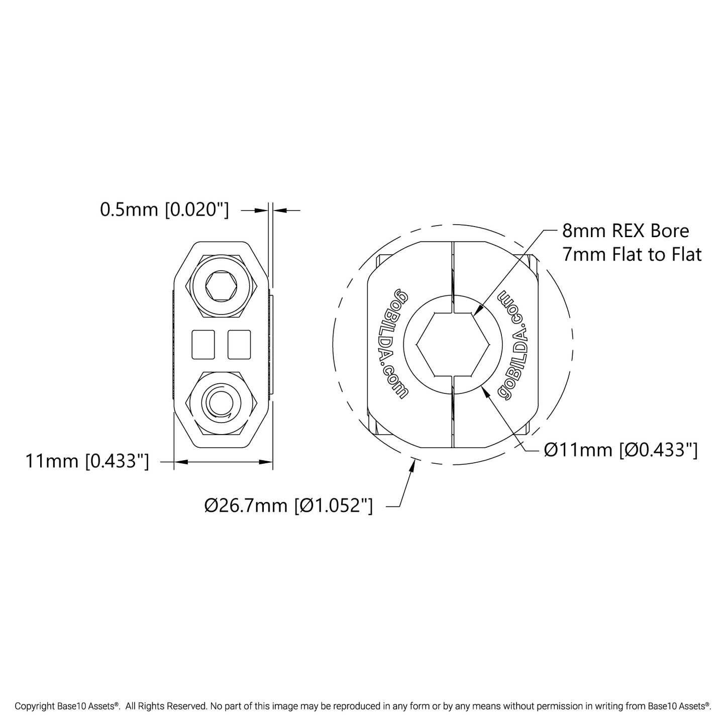 Polycarbonate Clamping Collar (8mm REX™ Bore) - 4 Pack