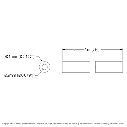 PTFE Cable-Guide Tubing (2mm ID, 4mm OD, 1 meter Length)