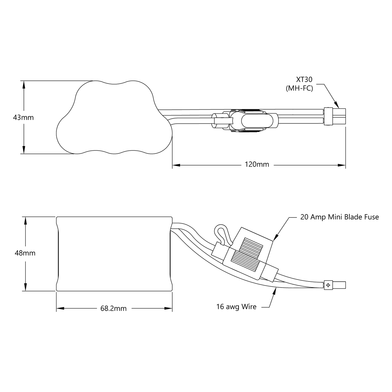 NiMH Battery (6V, 3000mAh, XT30 Connector [MH-FC], 20A Fuse, 6-3)