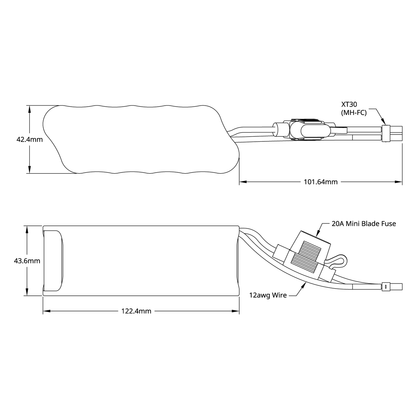 12V NiMH Nested Battery (3000mAh, MH-FC XT30 Connector)