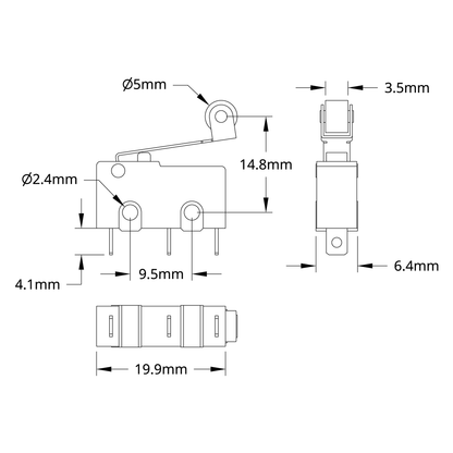 Micro Limit Switch (Roller Lever) - 2 Pack