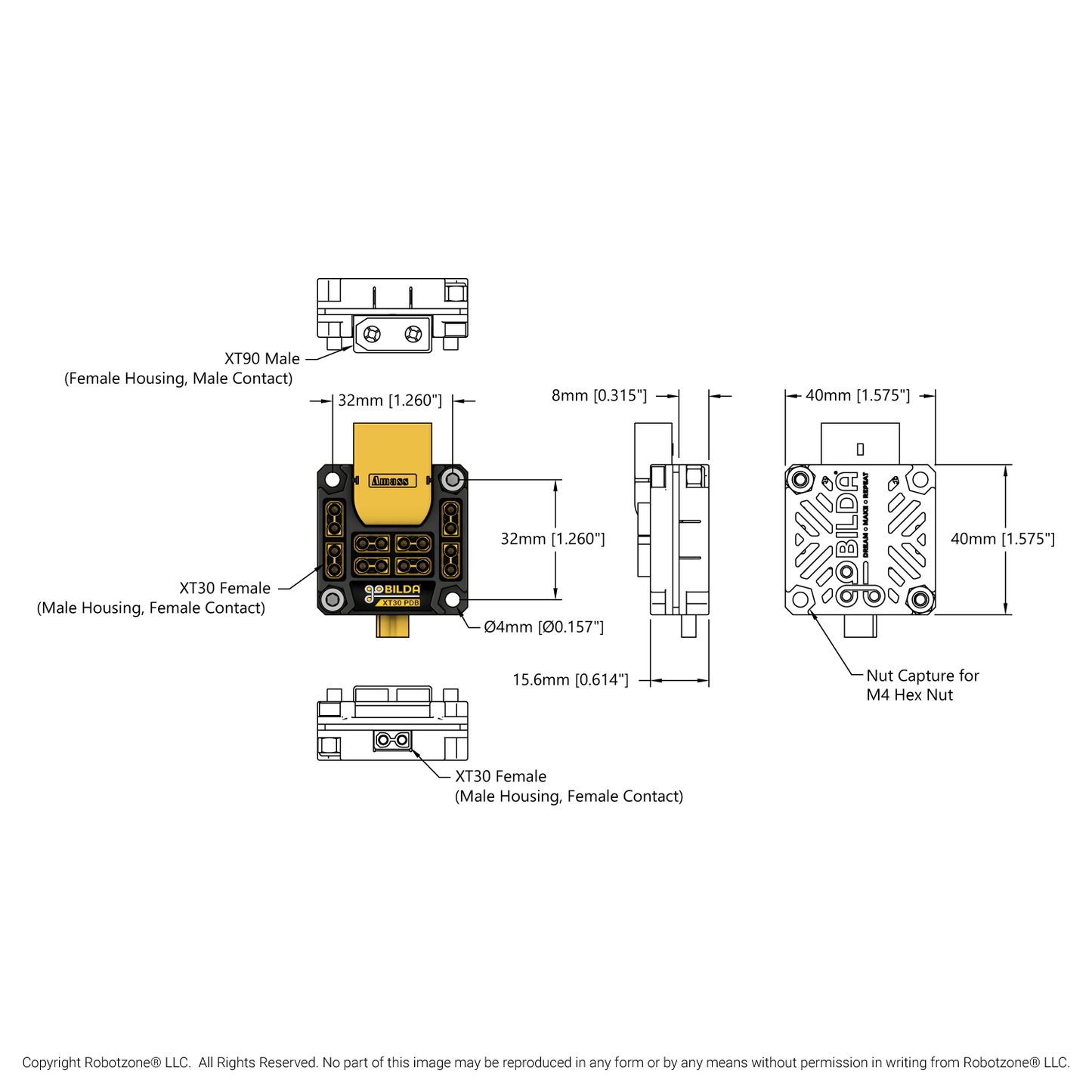 XT30 Power Distribution Board (XT90 Input, 8 x XT30 Outputs)