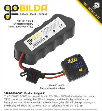 12V Battery Health Analyzer (NiMH, 3000mAh)