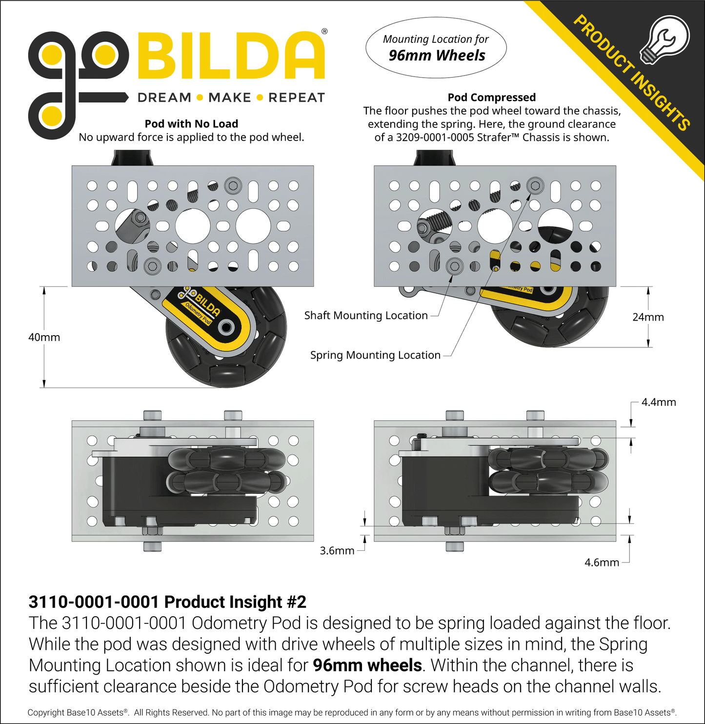 Odometry Pod (43mm Width, 48mm Wheel)