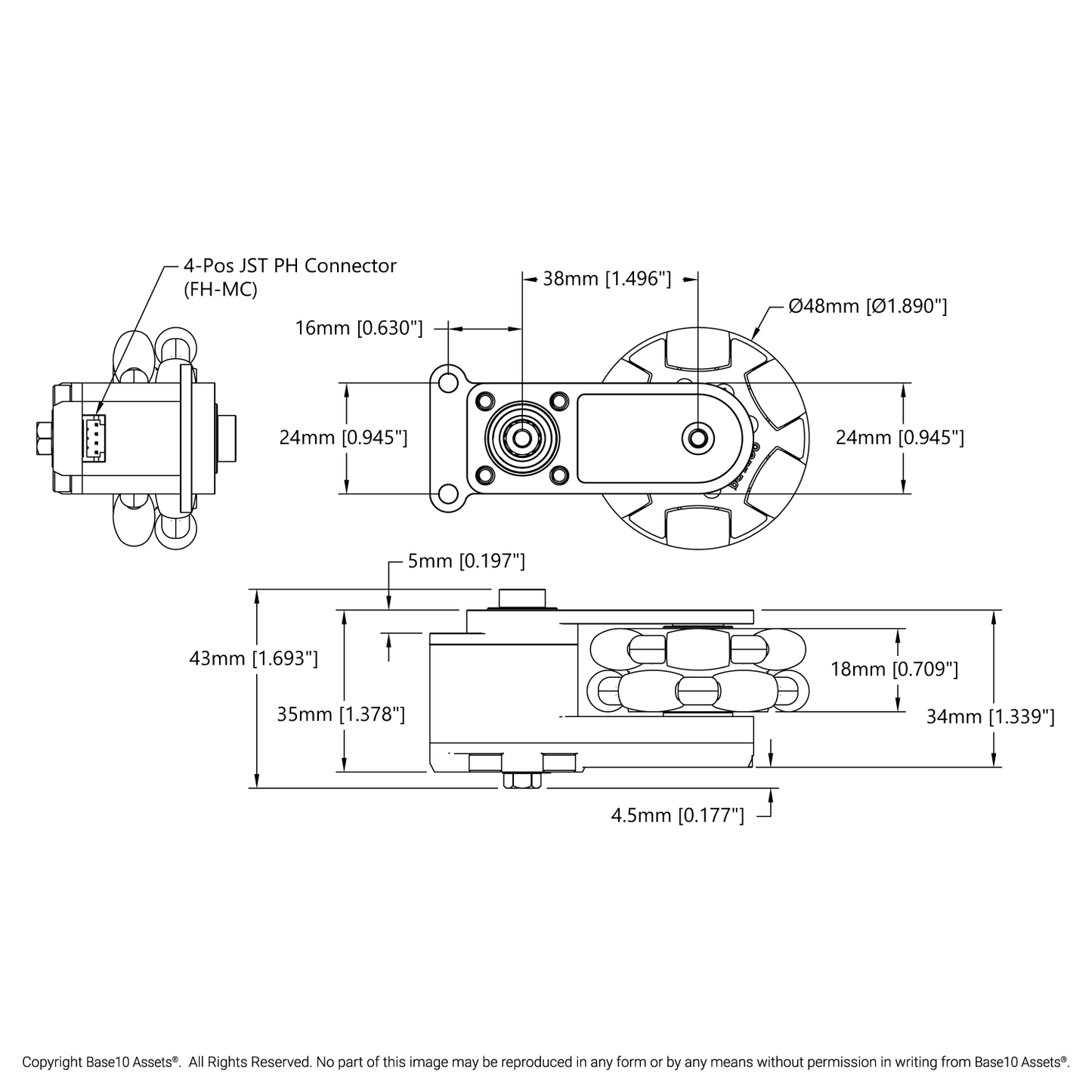 Odometry Pod (43mm Width, 48mm Wheel)