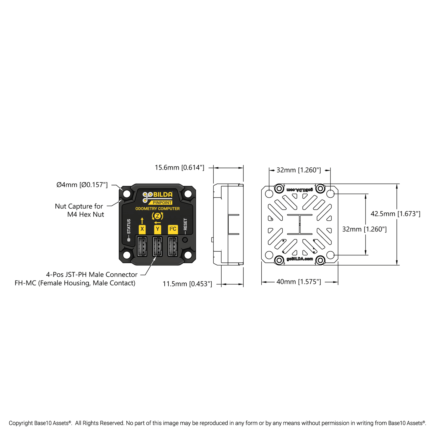 Pinpoint Odometry Computer (IMU Sensor Fusion for 2 Wheel Odometry)