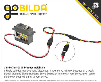 Signal-Boosting Servo Extension (3-Pos TJC8, MH-FC to FH-MC, 300mm Length)