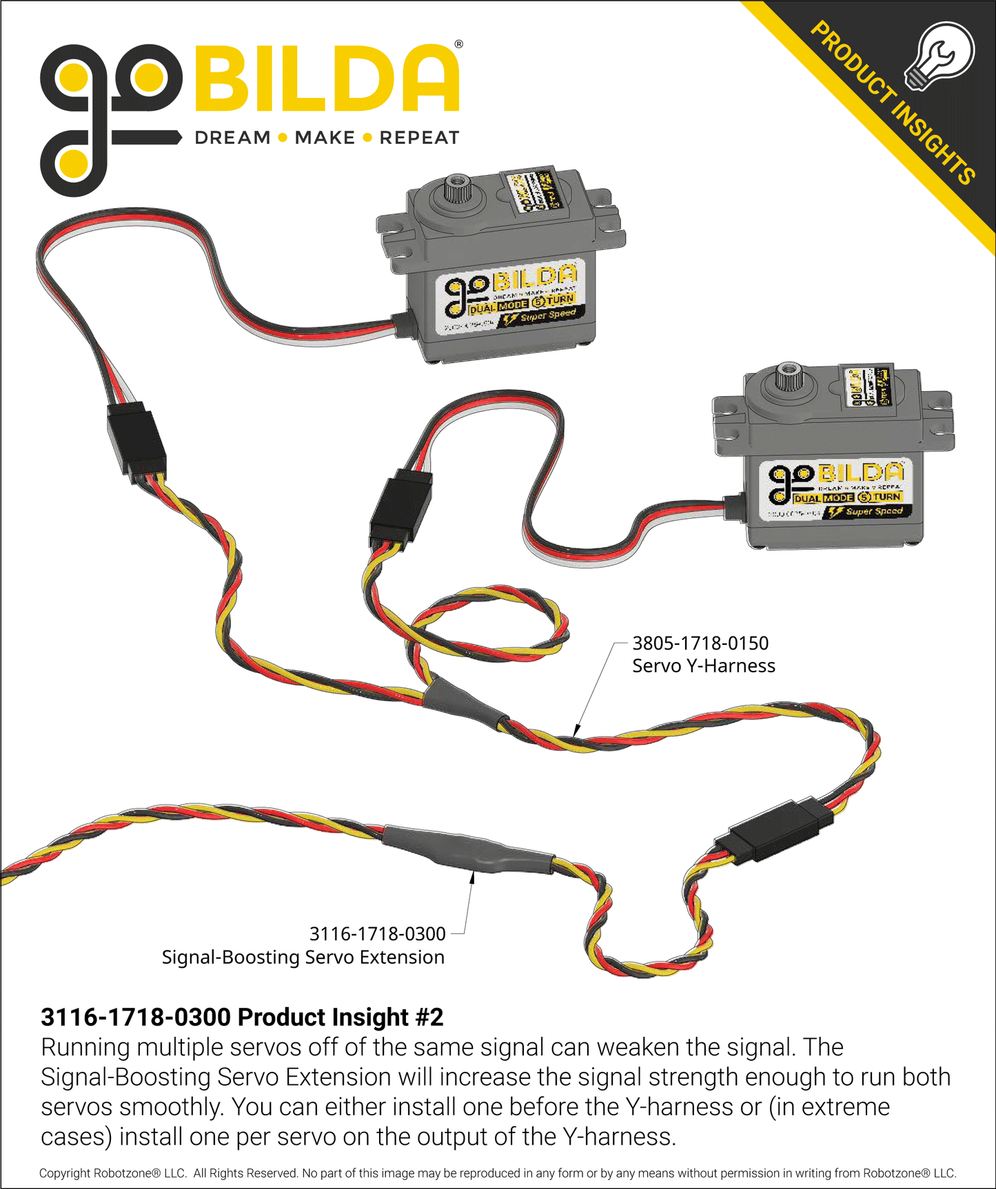 Signal-Boosting Servo Extension (3-Pos TJC8, MH-FC to FH-MC, 300mm Length)