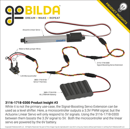 Signal-Boosting Servo Extension (3-Pos TJC8, MH-FC to FH-MC, 300mm Length)