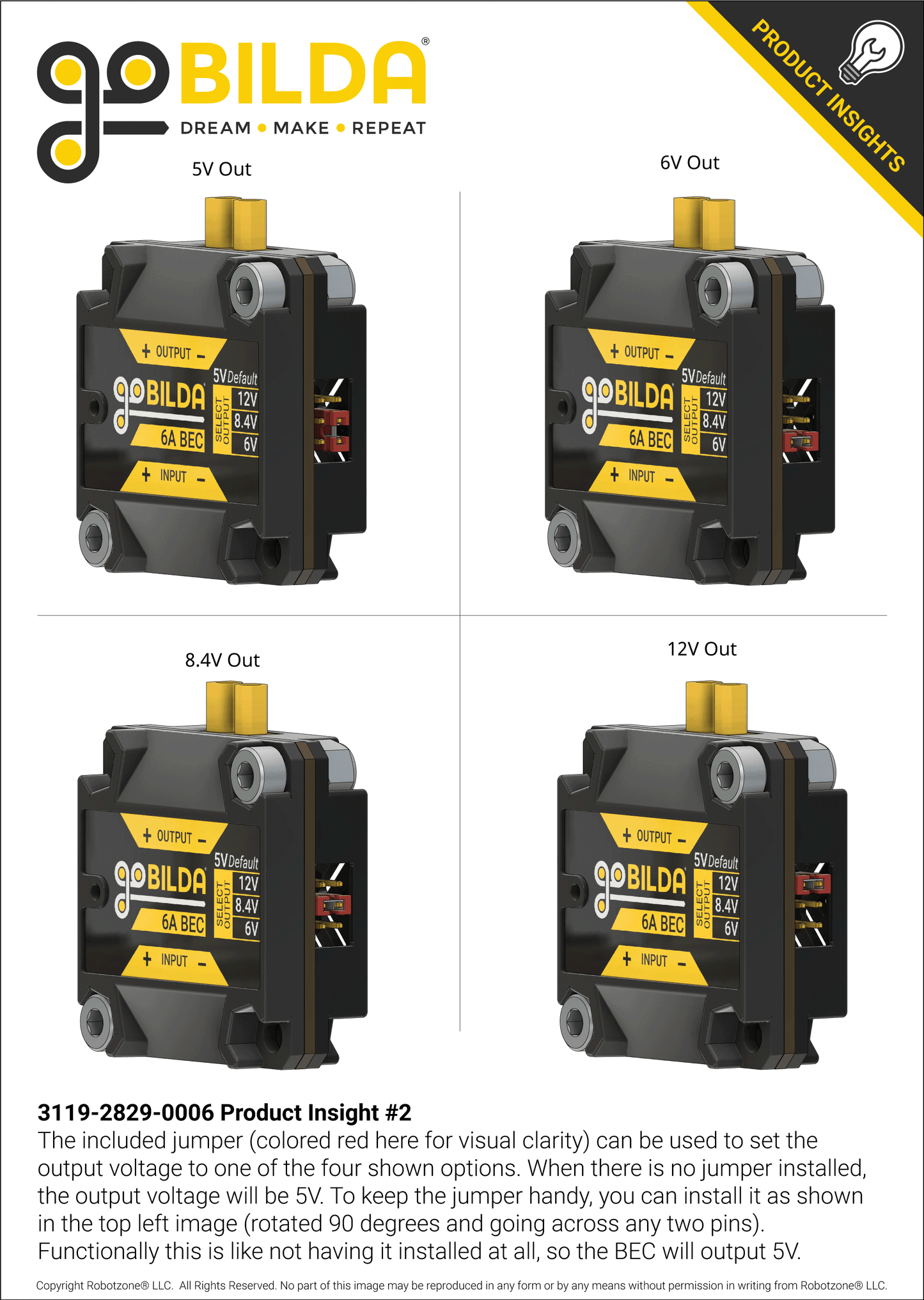 6A BEC / Voltage Regulator (6-24V Input, 5V, 6V, 8.4V, 12V Output, XT30 Connectors)