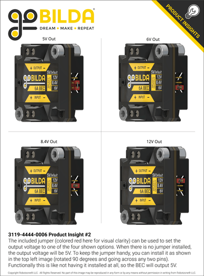 6A BEC / Voltage Regulator (6-24V Input, 5V, 6V, 8.4V, 12V Output, Screw Terminals)