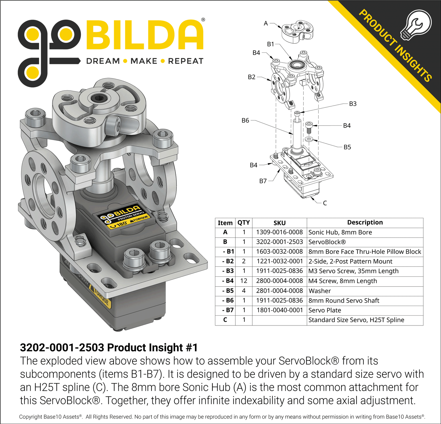 ServoBlock® (Standard Size, 25 Tooth Spline, 8mm OD Shaft)