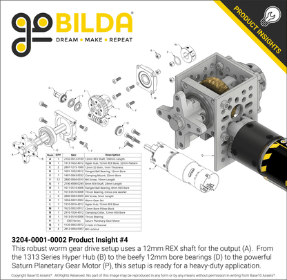 Worm Gear Set (28:1 Ratio, 8mm REX™ Bore Worm)