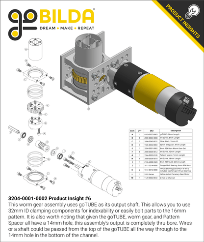 Worm Gear Set (28:1 Ratio, 8mm REX™ Bore Worm)