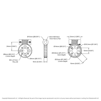 Worm Gear Set (28:1 Ratio, 8mm REX™ Bore Worm)