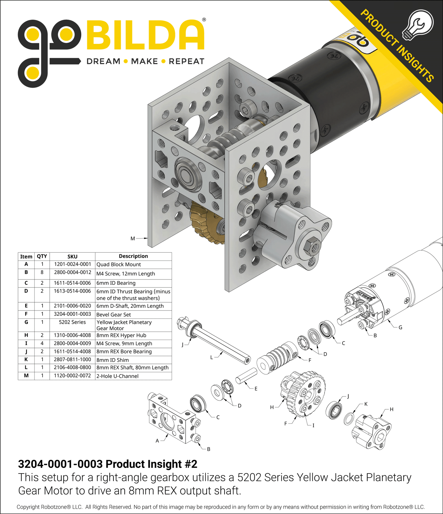 Worm Gear Set (28:1 Ratio, 6mm D-Bore Worm)