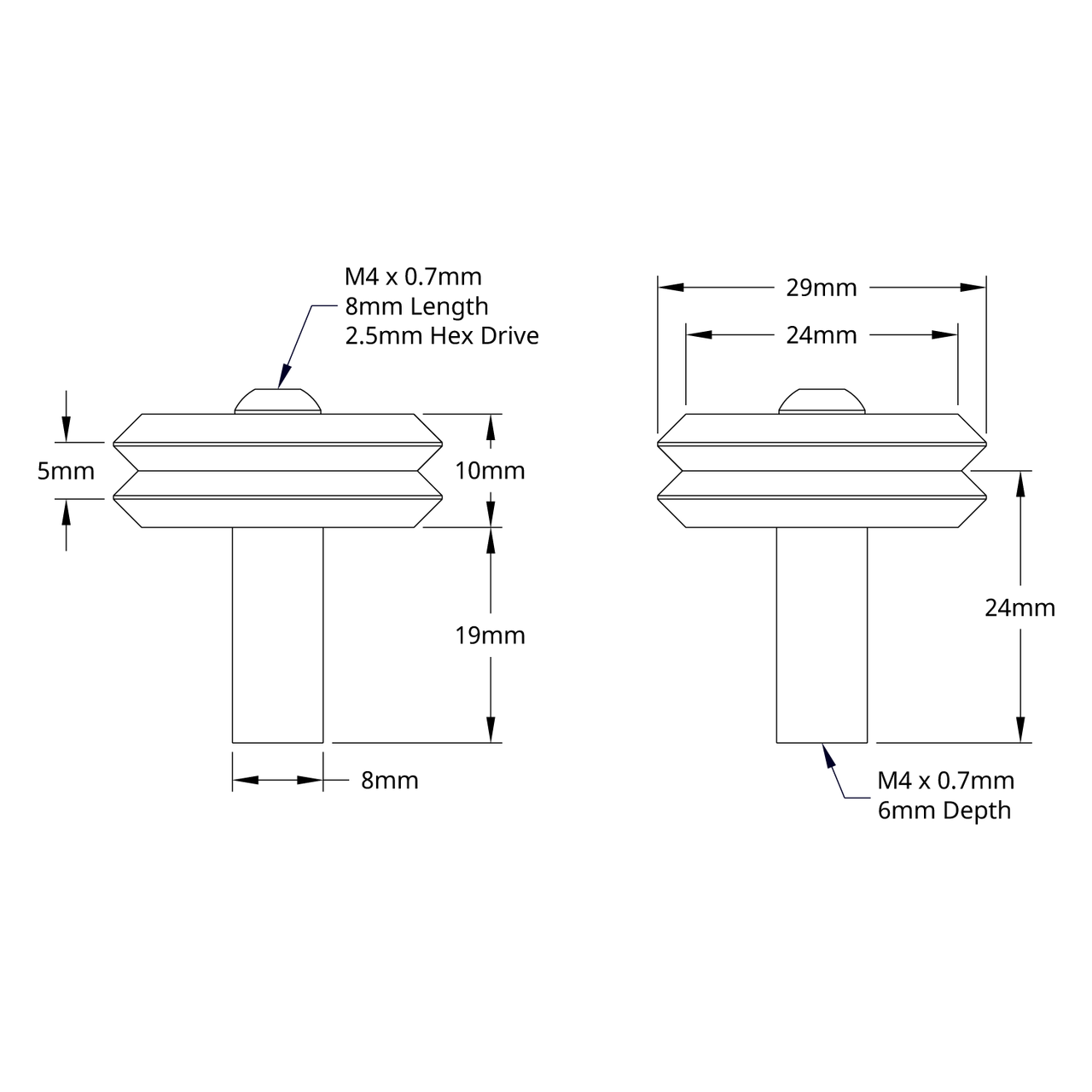 W-Wheel Standoff Kit (24mm Center Height)