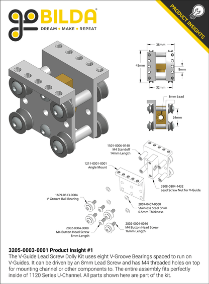 V-Guide Lead Screw Dolly Kit